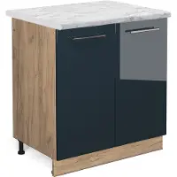 Vicco Fame-Line Keukenkasten – 80 cm, WB Marmer Donkerblauw hoogglans