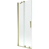 Mexen Velar tweevleugelige verschuifbare badwand 75 x 150 , transparant, goud - 896-075-000-01-50