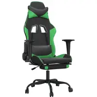 vidaXL Gamestoel met voetensteun kunstleer zwart en groen
