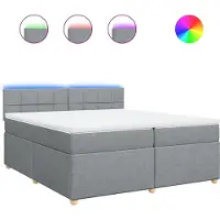 vidaXL Boxspring met matras stof lichtgrijs 200x200 cm