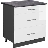 Vicco Fame-Line Keukenonderkast – 80 cm met 3 laden, WB Antraciet Wit Hoogglans