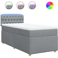 vidaXL Boxspring met matras stof lichtgrijs 90x200 cm