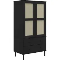 vidaXL Kledingkast SENJA 90x55x175 cm rattan look grenenhout zwart