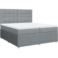 vidaXL Boxspring met matras stof lichtgrijs 200x200 cm