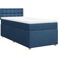 vidaXL Boxspring met matras stof blauw 90x200 cm