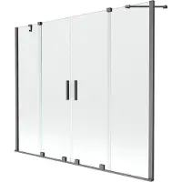 Mexen Velar Duo badwand 2-delige schuifdeur 200 x 150 , transparant, geborsteld grijs - 896-200-000-02-66