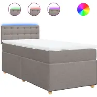 vidaXL Boxspring met matras stof taupe 100x200 cm