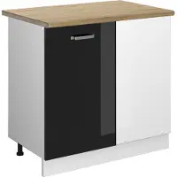 Vicco R-Line Hoekkast – 86 cm, WB Eik Zwart hoogglans