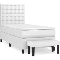 vidaXL Boxspring met matras kunstleer wit 100x200 cm