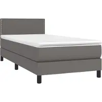 vidaXL Boxspring met matras kunstleer grijs 80x200 cm