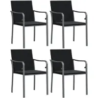 vidaXL Tuinstoelen 4 st met kussens 56x59x84 cm poly rattan zwart