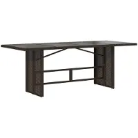 Syfax Tuintafel met glazen blad 190x80x75 cm poly rattan bruin