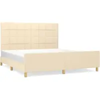 vidaXL Bedframe zonder matras stof crèmekleurig 160x200 cm