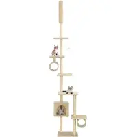 The Living Store De Living Store kattenboom met sisal krabpalen, 260 cm, beige