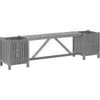The Living Store Tuinbank - Tuinbanken - Bank - Banken - Tuinbank met 2 plantenbakken 150 cm massief acaciahout grijs