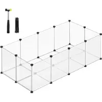 Leobert Knaagdierenren – Transparant – Modulair Huisdierenhek – Voor Konijn, Cavia, Hamster, Egel – Binnengebruik – 143x73x46 cm – Uitbreidbaar – Incl. Hamer & Kabelbinders