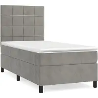 Syfax Boxspring met matras fluweel lichtgrijs 90x190 cm