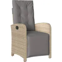 Syfax Tuinstoel verstelbaar met voetensteun poly rattan gemengd beige