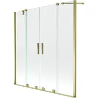 Mexen Velar Duo badscherm 2-delig schuifbaar 160 x 150 , transparant, goud - 896-160-000-02-50