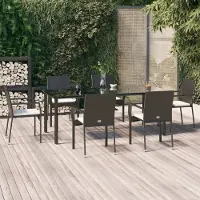 Prolenta Maison Exclusive - Tuinset voor buiten, 7-delig, met kussens, zwart, van polyrotan