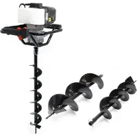 Wiltec set voor aardboor met 1,4 kW en een benzinemotor van 52 cm³, inclusief boorschroeven van 100 mm, 150 mm en 200 mm