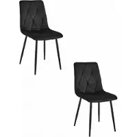 Leobert Set van 2 Eetkamerstoelen LIBRA Zwart – Zwarte Metalen Poten, Modern Velvet Bekleding, Ergonomisch Design, Max. 120 kg