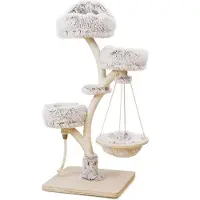 Fudajo design kraboom in takkenstijl, 130 cm hoog, krabpaal voor katten met pluche en sisal, klimboom voor katten, kattenboom met hangende ligplaats