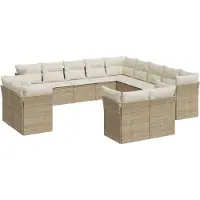 vidaXL 13-delige Loungeset met kussens poly rattan beige