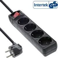 InLine Stekkerdoos met 4 contacten en schakelaar / zwart - 5 meter