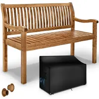 Tillvex Houten Tuinbank Weerbestendig 125 cm met hoes | Massief Houten Parkbank | Balkonbank voor 2-3 Personen | Zitbank met een Draagvermogen van 320 kg | Houten Tuinmeubelen (Donkerbruin, 125 cm)