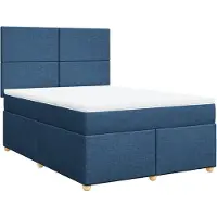 vidaXL Boxspring met matras stof blauw 140x200 cm