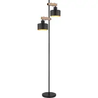Globo Lighting Zwarte vloerlamp rond landelijk Globo Rielly