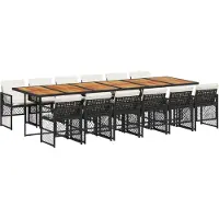vidaXL 13-delige Tuinset met kussens poly rattan zwart