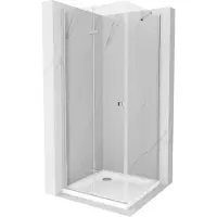 Mexen Lima vouwdeur douchecabine 80 x 100 , transparant, chroom + douchebak Flat - 856-080-100-01-00-4010