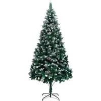 Prolenta Maison Exclusive - Kunstkerstboom met kegels en sneeuwvlokken, 210 cm