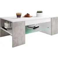 VCM Tunas salontafel 1 plank wit, beton decor.