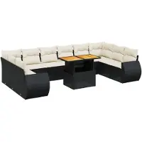 Super Merchant 11-delige Loungeset met kussens poly rattan zwart