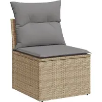 vidaXL Tuinbank zonder armleuning met kussens poly rattan beige