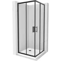 Mexen Rio vierkante douchecabine 70 x 70 , transparant, zwart + Flat douchebak, wit - 860-070-070-70-00-4010B