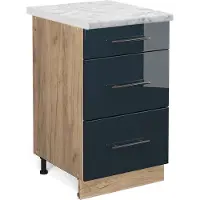 Vicco Fame-Line Keukenkasten – 50 cm, WB Marmer Donkerblauw hoogglans