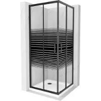 Mexen Rio vierkante douchecabine 70 x 70 , zwarte strepen, zwart + Flat douchebak, wit - 860-070-070-70-20-4010B
