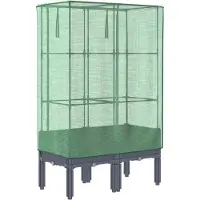 Syfax Plantenbak verhoogd met kashoes 80x40x140 cm rattanlook