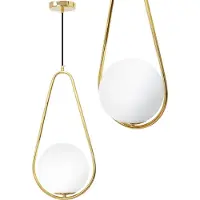 Toolight Plafondlamp Hangende Glazen Bol Wit Goud APP472-1CP