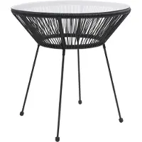 Syfax Tuintafel Ø70x74 cm rattan en glas zwart