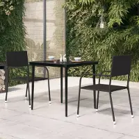 Prolenta Maison Exclusive - Tuin-eettafel, zwart, 80x80x74 cm, staal en glas