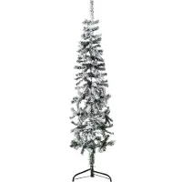 Syfax Kunstkerstboom half met sneeuw smal 150 cm