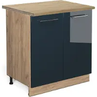 Vicco Fame-Line Keukenonderkast – 80 cm met legplank, WB Eik Donkerblauw hoogglans