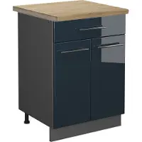 Vicco Fame-Line Keukenonderkasten – 60 cm met lade, WB Eik Donkerblauw hoogglans