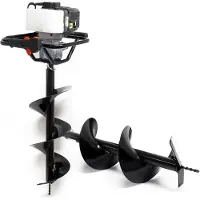 Wiltec set voor aardboor met 1,4 kW en een benzinemotor van 52 cm³, inclusief boorschroeven van 250 mm en 300 mm