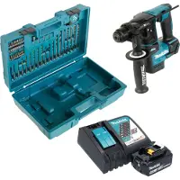 Makita DHR 171 RT1X3 accu boormachine 18 V 1.2 J SDS-Plus Brushless + 1x oplaadbare accu 5.0 Ah + lader + 65-delige accessoireset + koffer
